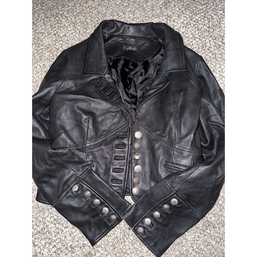 Woman’s Black Wilson Leather Jacket 6 Button W/ Buttons On Sleeves